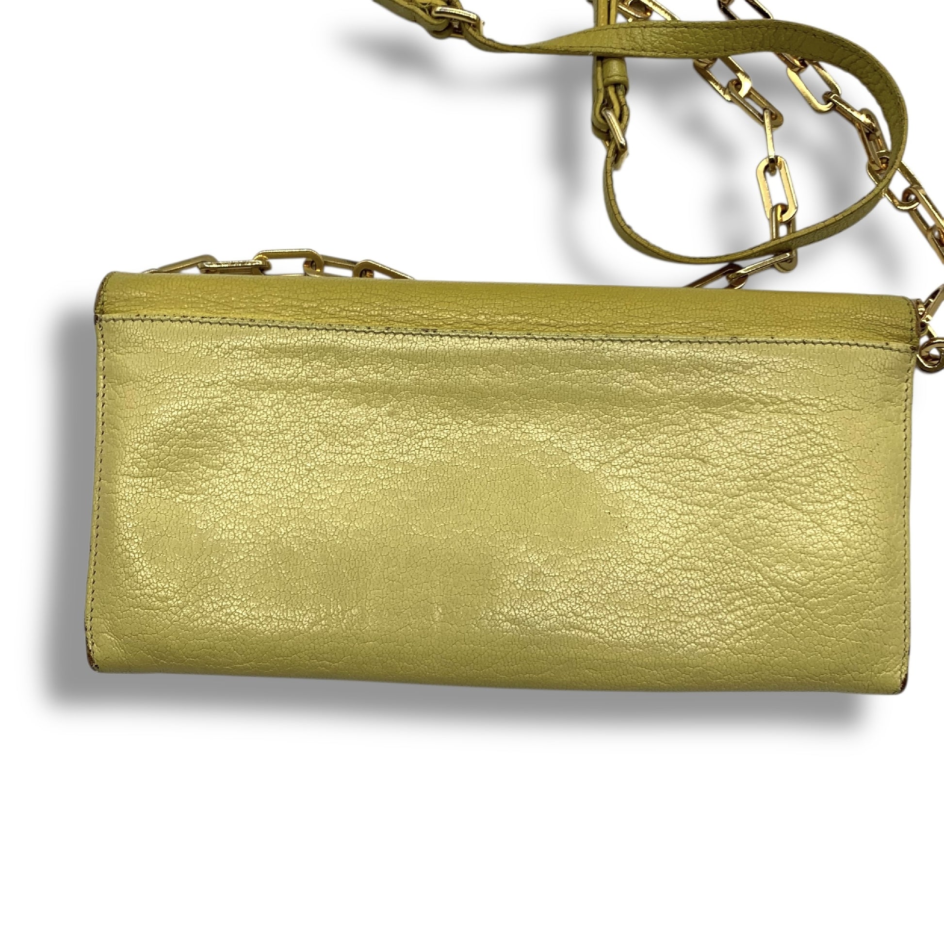 Miu Miu All Leather Chain Wallet Yellow