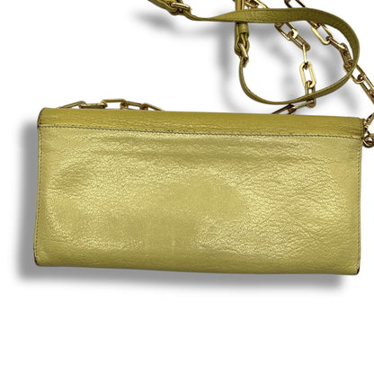 Miu Miu All Leather Chain Wallet Yellow