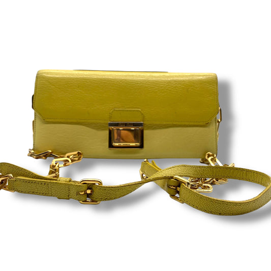 Miu Miu All Leather Chain Wallet Yellow