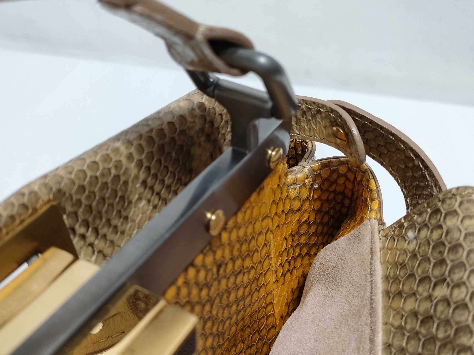 FENDI Mini Peekaboo Python 2-Way Handbag