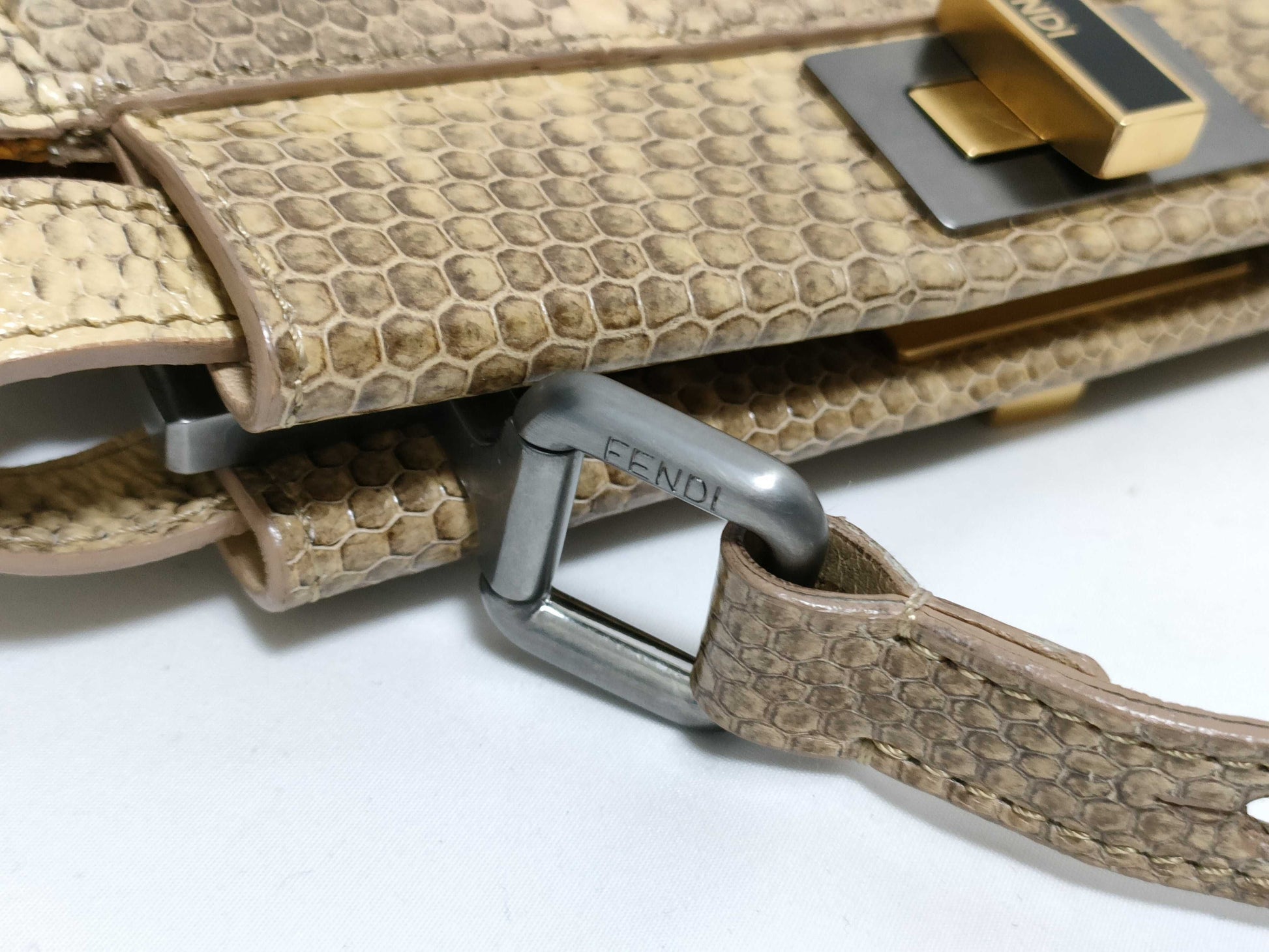 FENDI Mini Peekaboo Python 2-Way Handbag