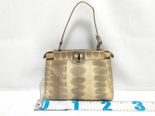 FENDI Mini Peekaboo Python 2-Way Handbag