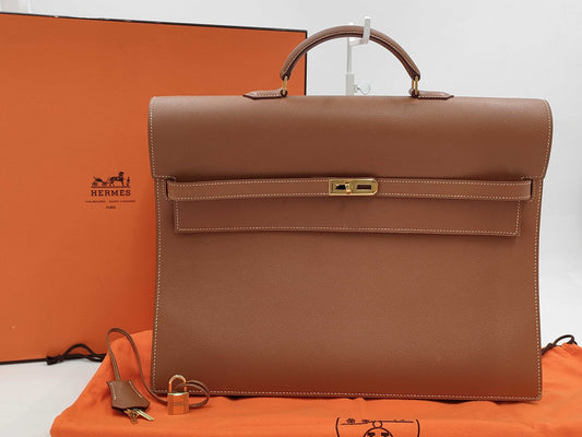 HERMES Kelly Depeche 38 Handbag Engraved □B Business Bag