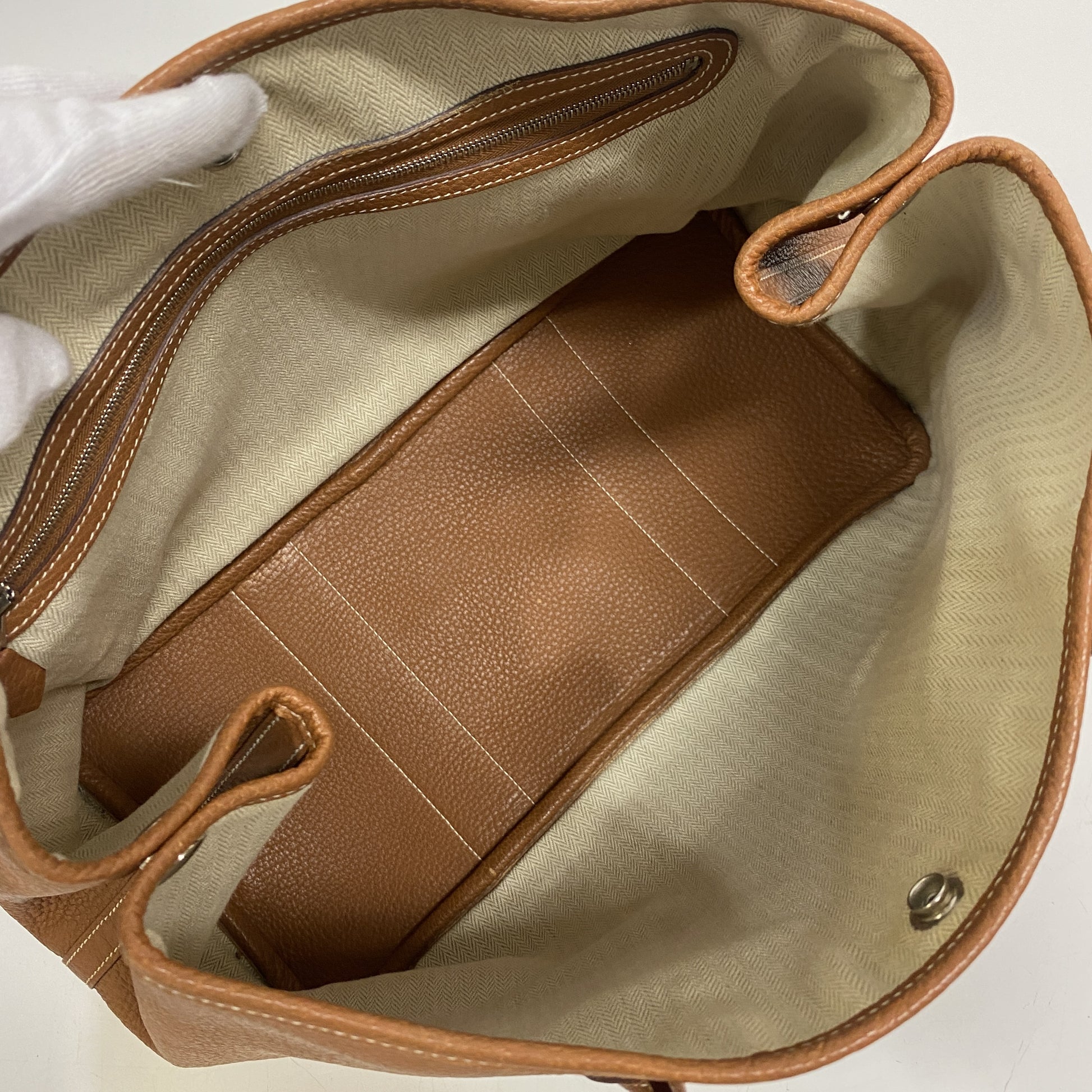 HERMES Garden Party PM Tote Bag, Country Brown, Women's Handbag