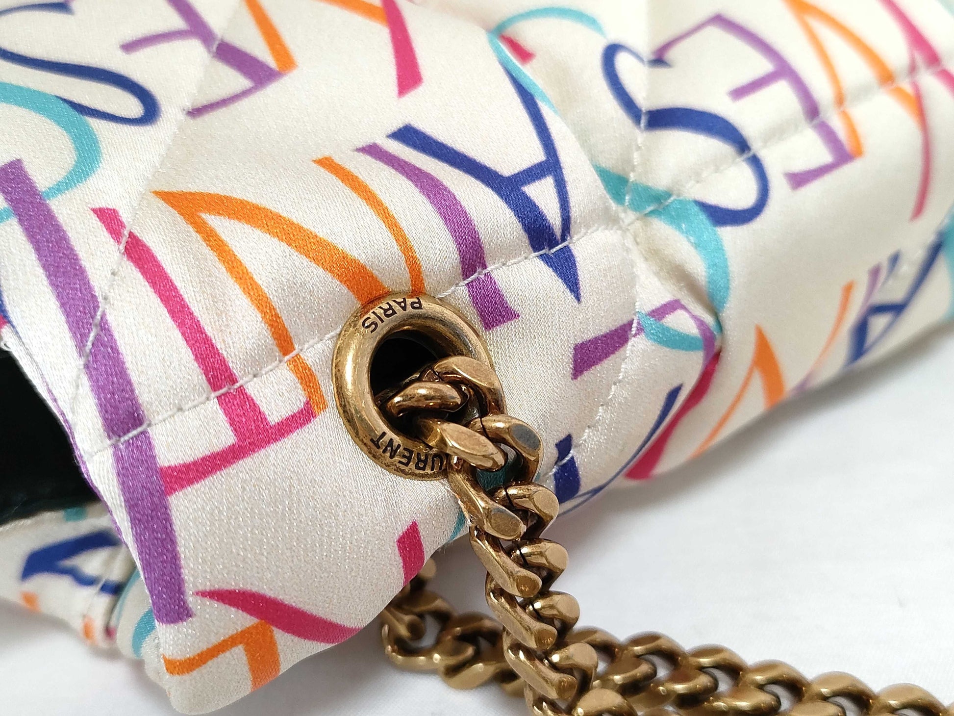 SAINT LAURENT Unused YSL Logo Chain Shoulder Bag