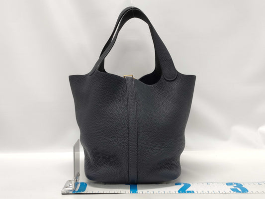 HERMES Picotin Lock MM Navy D Stamp Taurillon Clemence Leather GD Hardware Handbag