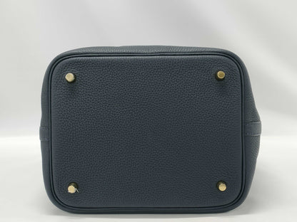HERMES Picotin Lock MM Navy D Stamp Taurillon Clemence Leather GD Hardware Handbag