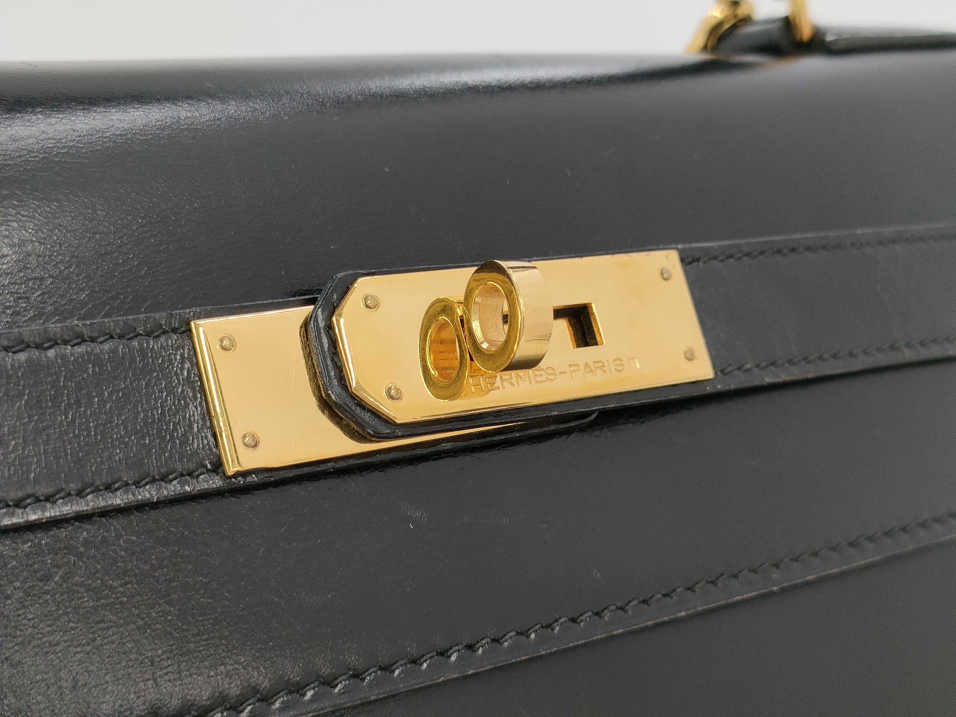 HERMES Kelly 32 Box Calf Black Handbag