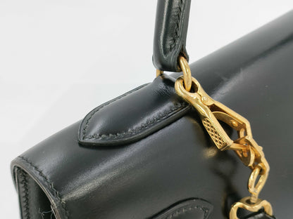 HERMES Kelly 32 Box Calf Black Handbag