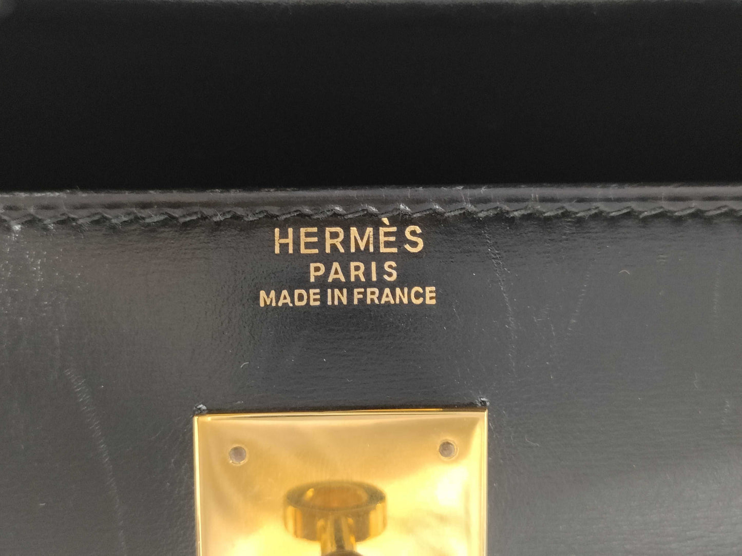 HERMES Kelly 32 Box Calf Black Handbag
