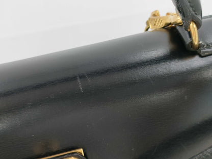 HERMES Kelly 32 Box Calf Black Handbag