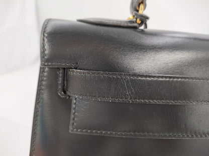 HERMES Kelly 32 Box Calf Black Handbag