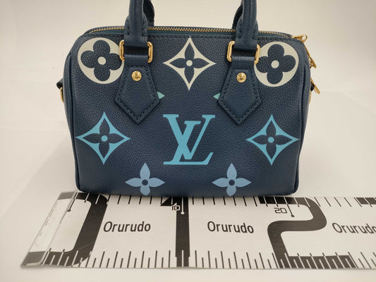 LOUIS VUITTON Speedy Bandouliere 20 2-way Shoulder Bag, Blue, Gold Hardware, Monogram Empreinte, M46517, RFID Handbag
