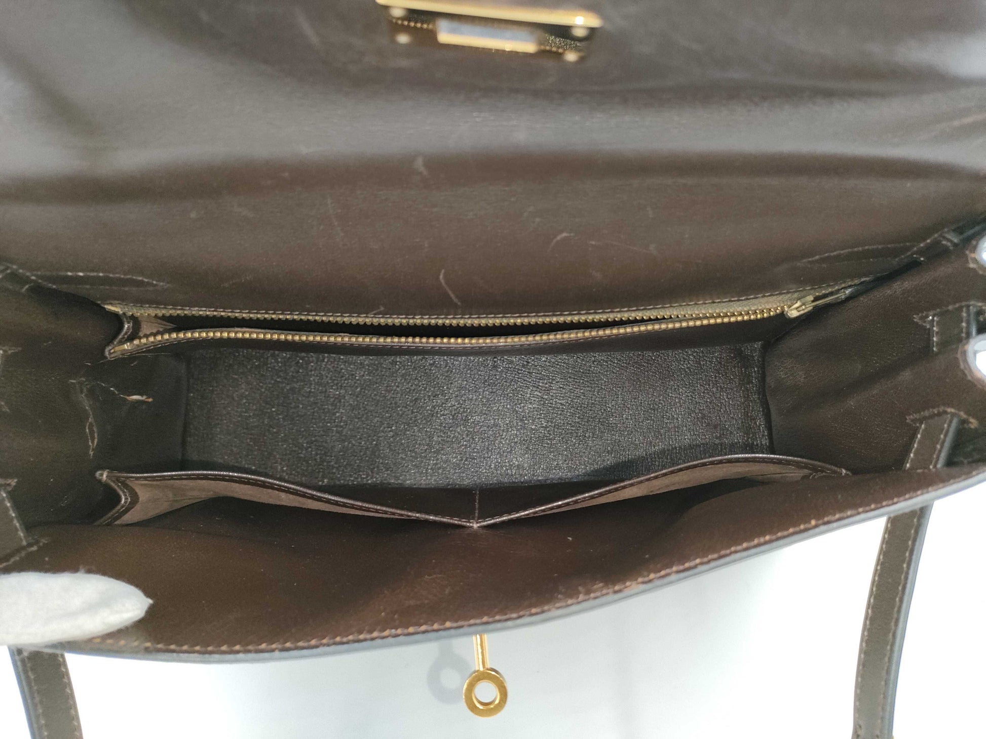 HERMES Kelly 32 dark brown handbag