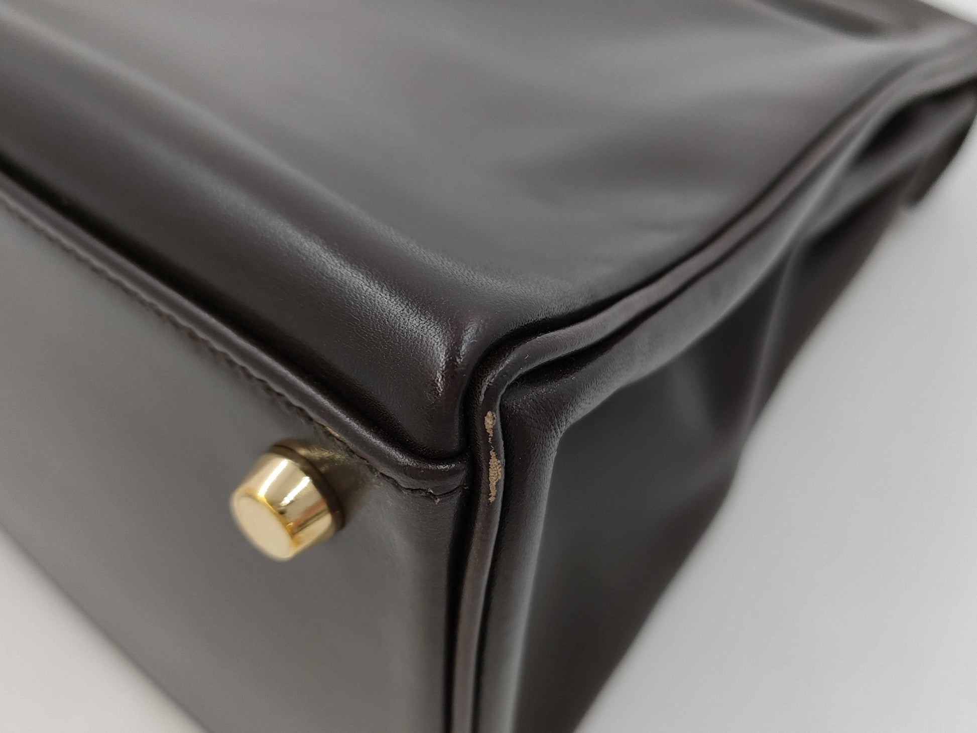 HERMES Kelly 32 dark brown handbag