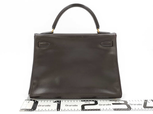 HERMES Kelly 32 dark brown handbag