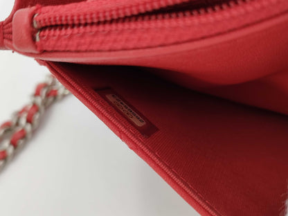 CHANEL Matelasse Chain Wallet Red/Silver Hardware Shoulder Bag