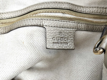 GUCCI Soho Leather Shoulder Bag, Gray, 282309, Handbag