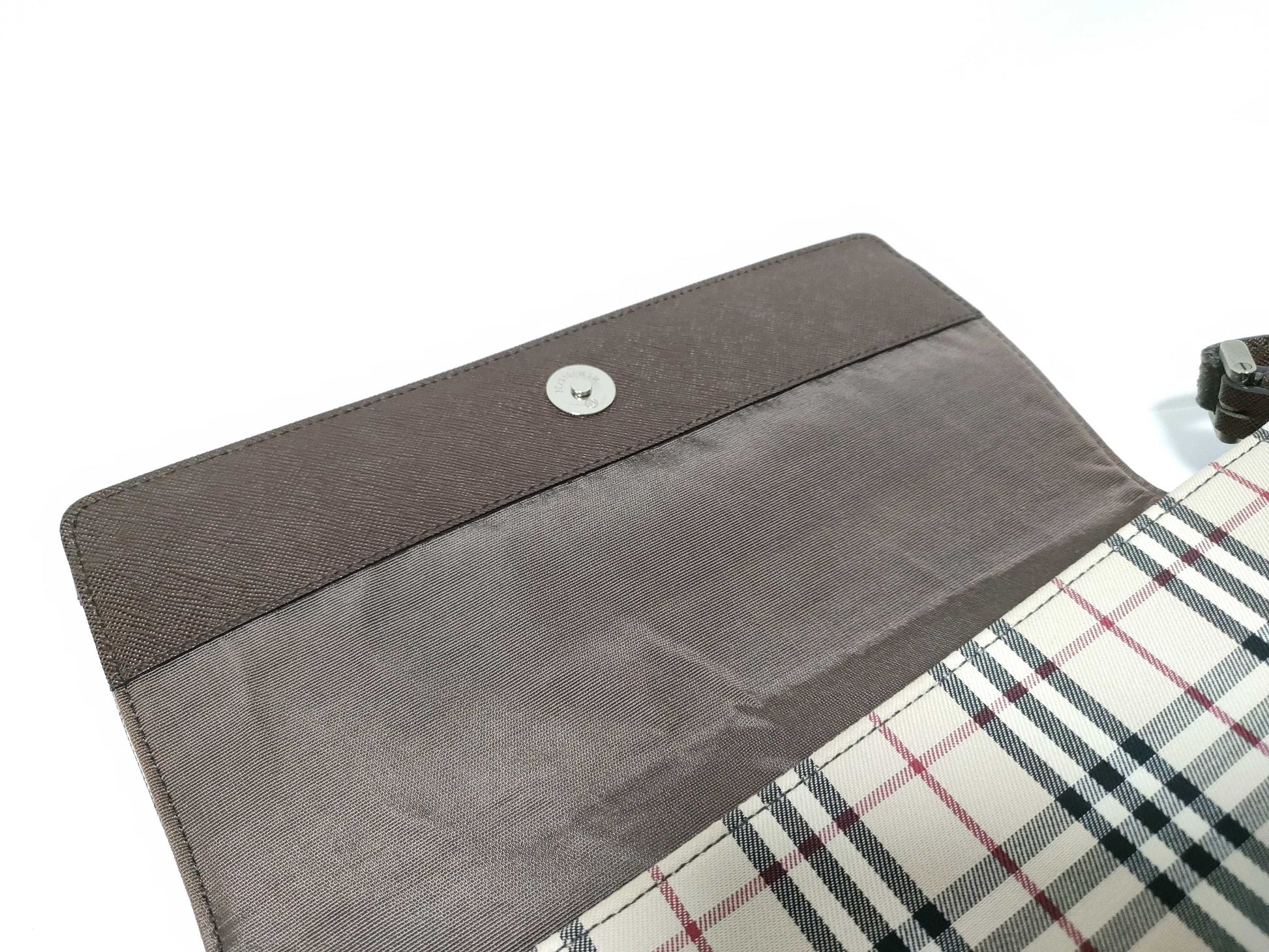 BURBERRY semi-shoulder beige checked shoulder bag