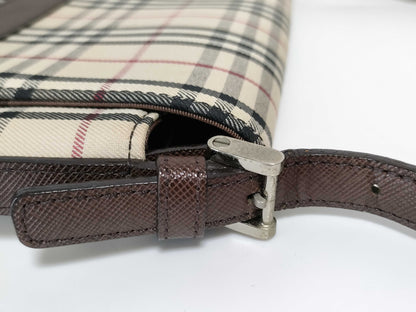 BURBERRY semi-shoulder beige checked shoulder bag