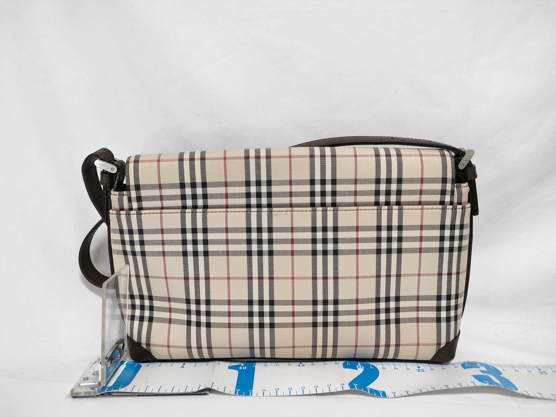 BURBERRY semi-shoulder beige checked shoulder bag