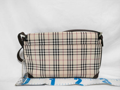 BURBERRY semi-shoulder beige checked shoulder bag