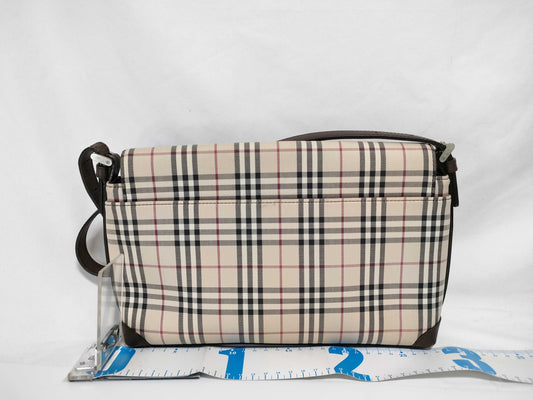 BURBERRY semi-shoulder beige checked shoulder bag