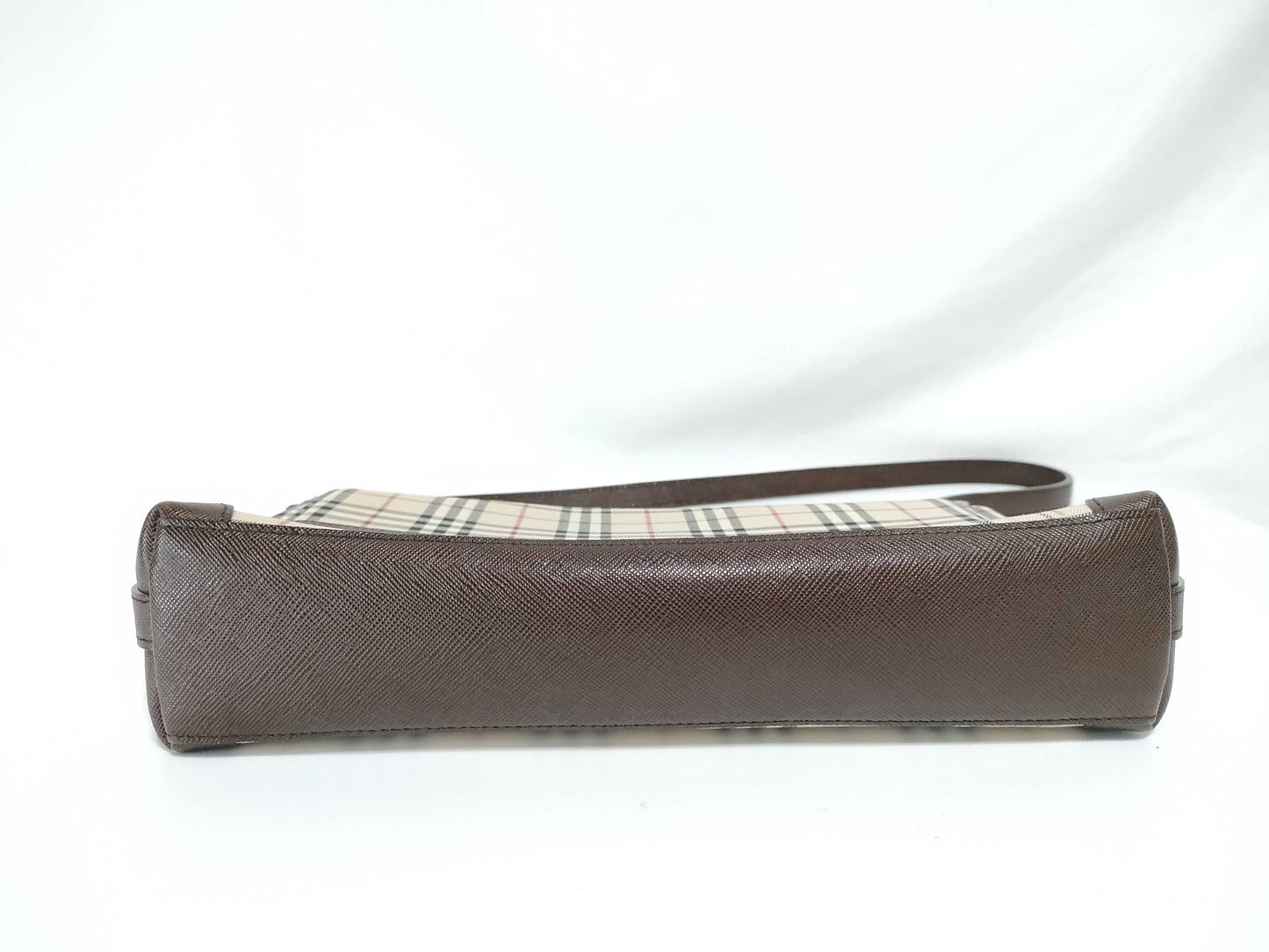 BURBERRY semi-shoulder beige checked shoulder bag