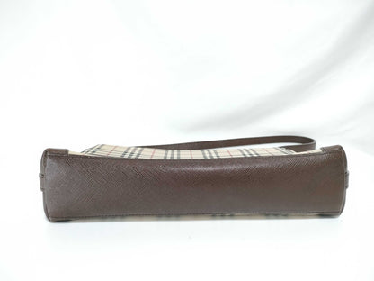 BURBERRY semi-shoulder beige checked shoulder bag