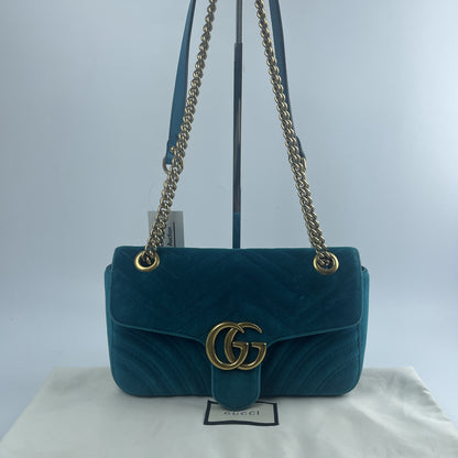 GUCCI GG Marmont Velour Chain Shoulder Bag