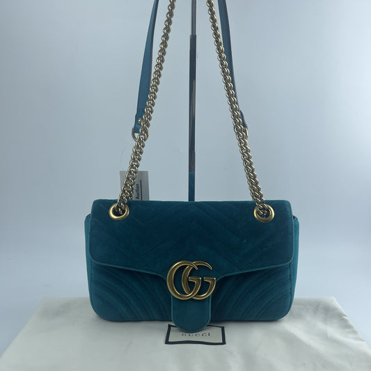 GUCCI GG Marmont Velour Chain Shoulder Bag