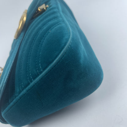 GUCCI GG Marmont Velour Chain Shoulder Bag