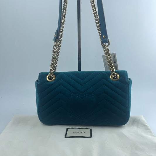 GUCCI GG Marmont Velour Chain Shoulder Bag