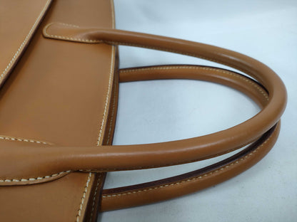 HERMES White Bass GM Handbag, Brown, D Stamp