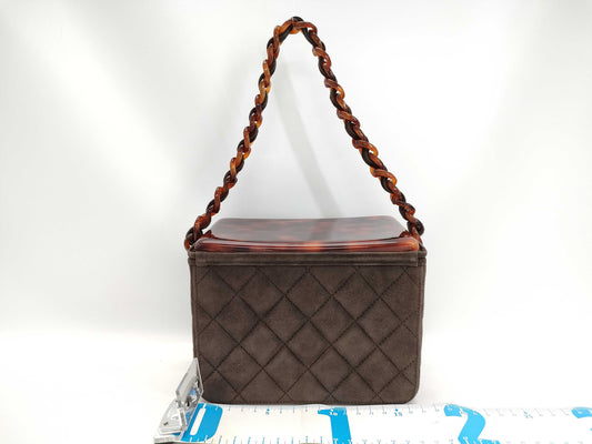 CHANEL Matelasse Suede Tortoiseshell Box Chain Handbag with Seal