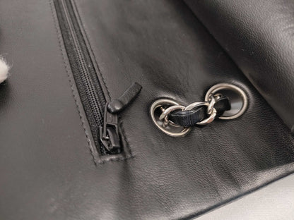 CHANEL Chain Shoulder Bag / Matelasse / 25cm / Double Flap / Lambskin / Black / Card Sticker Included, No. 6