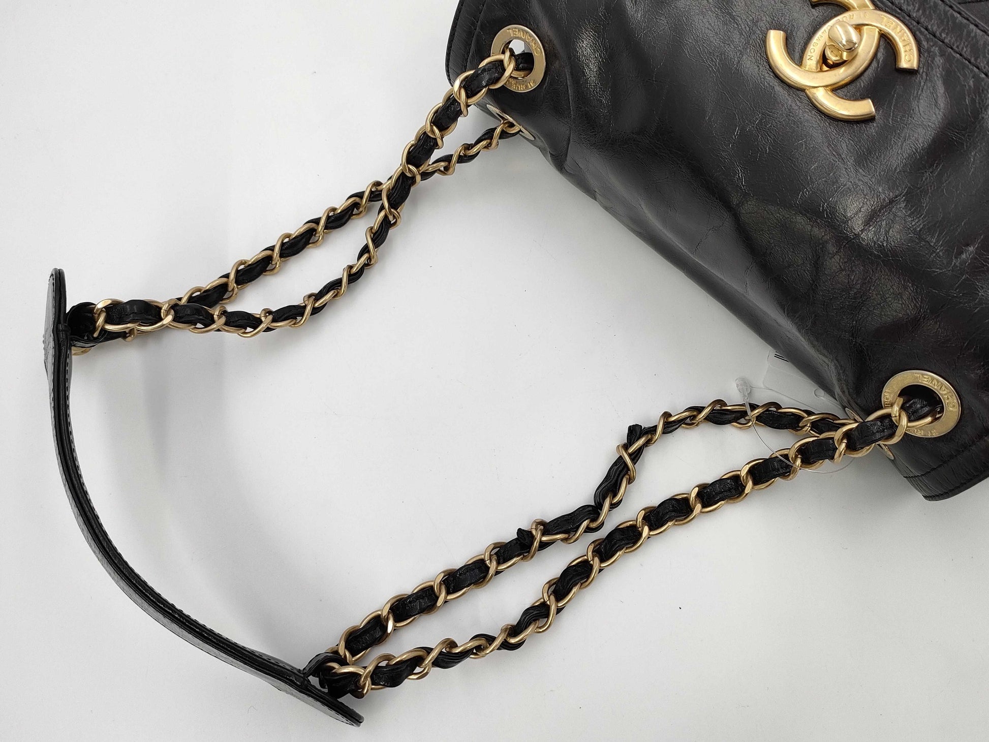 CHANEL Shoulder Bag Chain Shoulder Black Coco Mark Turn Lock Lambskin Matelasse