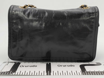 CHANEL Shoulder Bag Chain Shoulder Black Coco Mark Turn Lock Lambskin Matelasse
