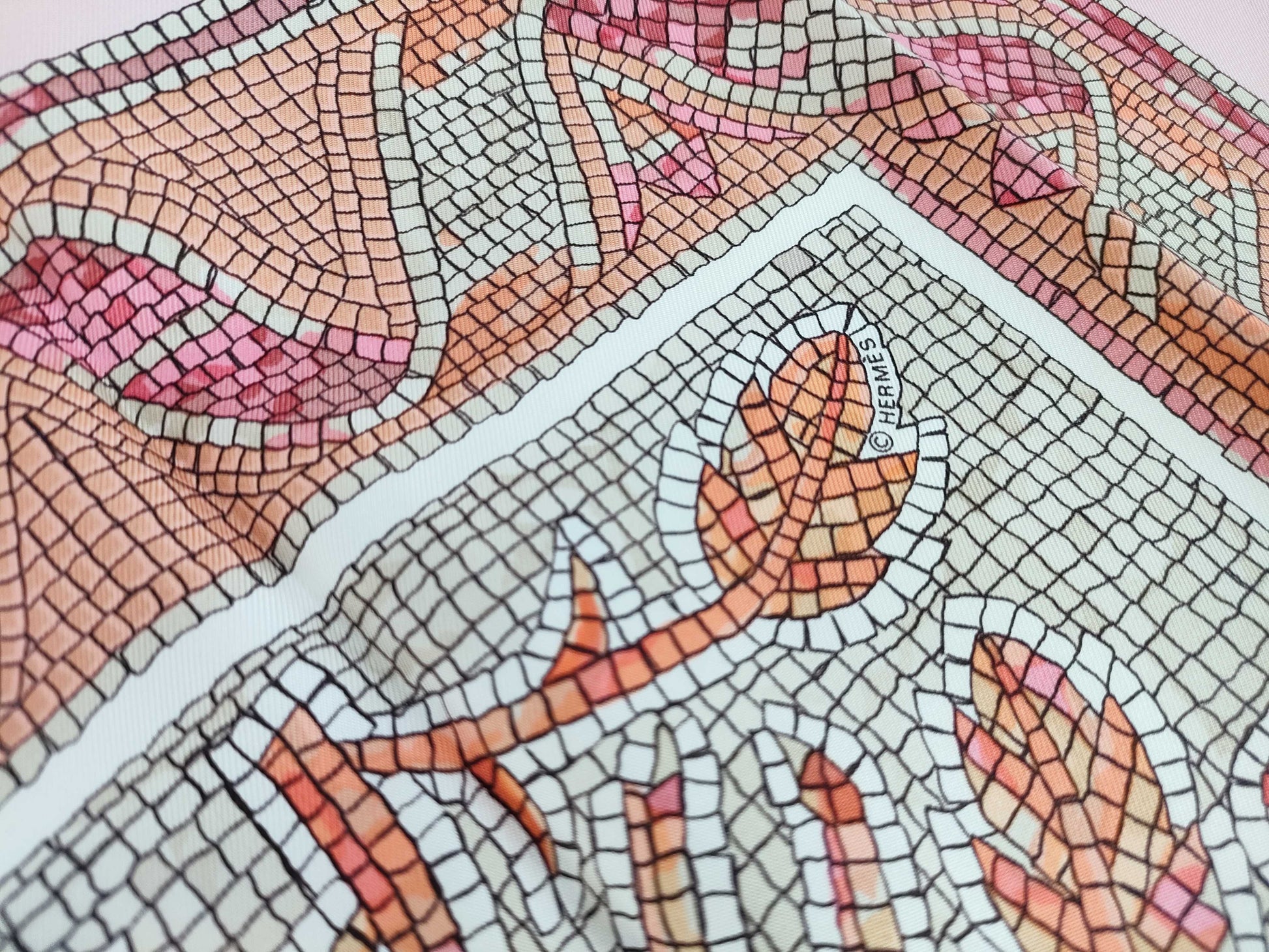 HERMES Large Carré Scarf Pavement Mosaic 1970 Other Accessories