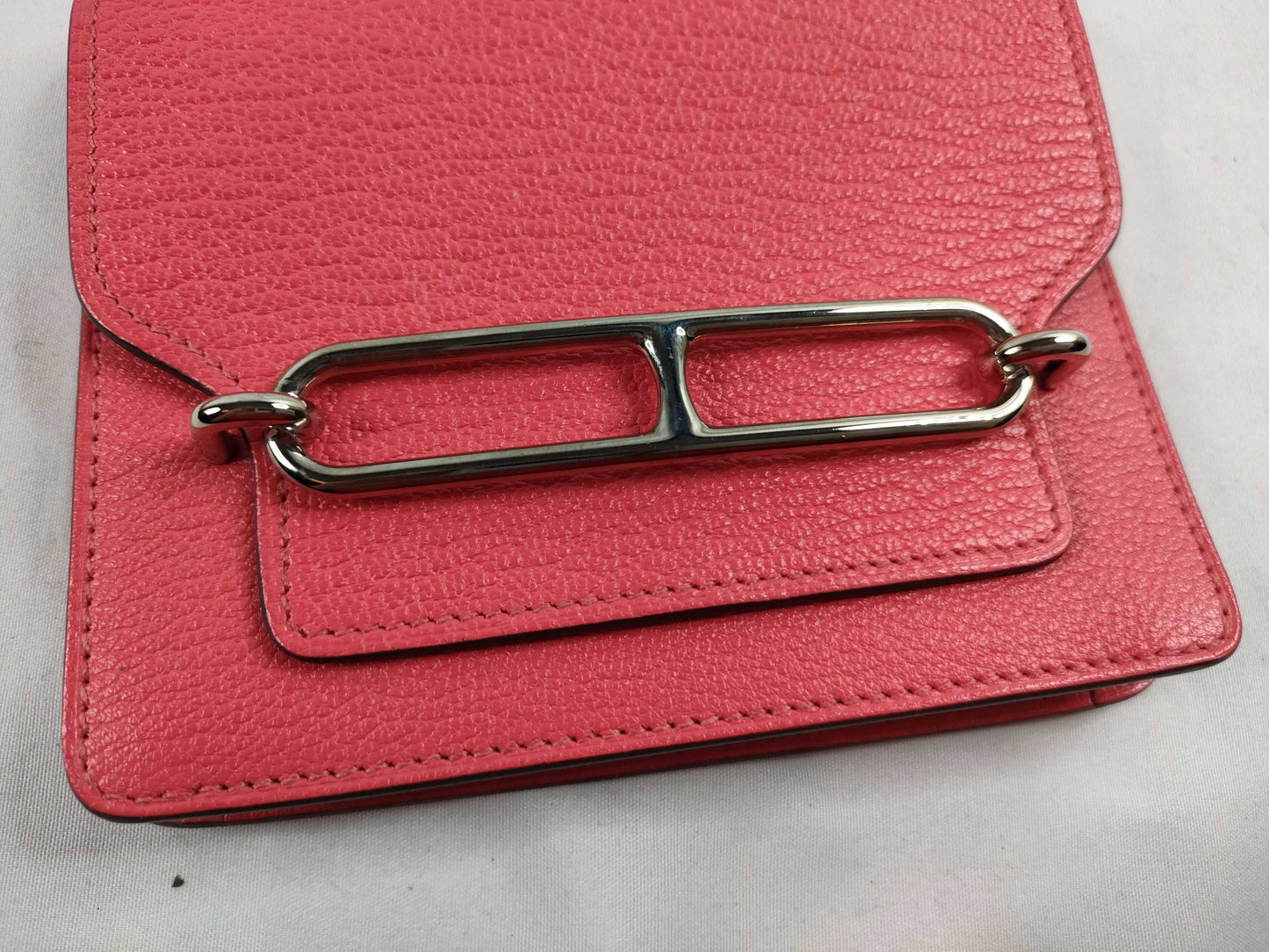 HERMES Lauris Slim Wallet in Orange Pink Goatskin with Silver Hardware and U Stamp
