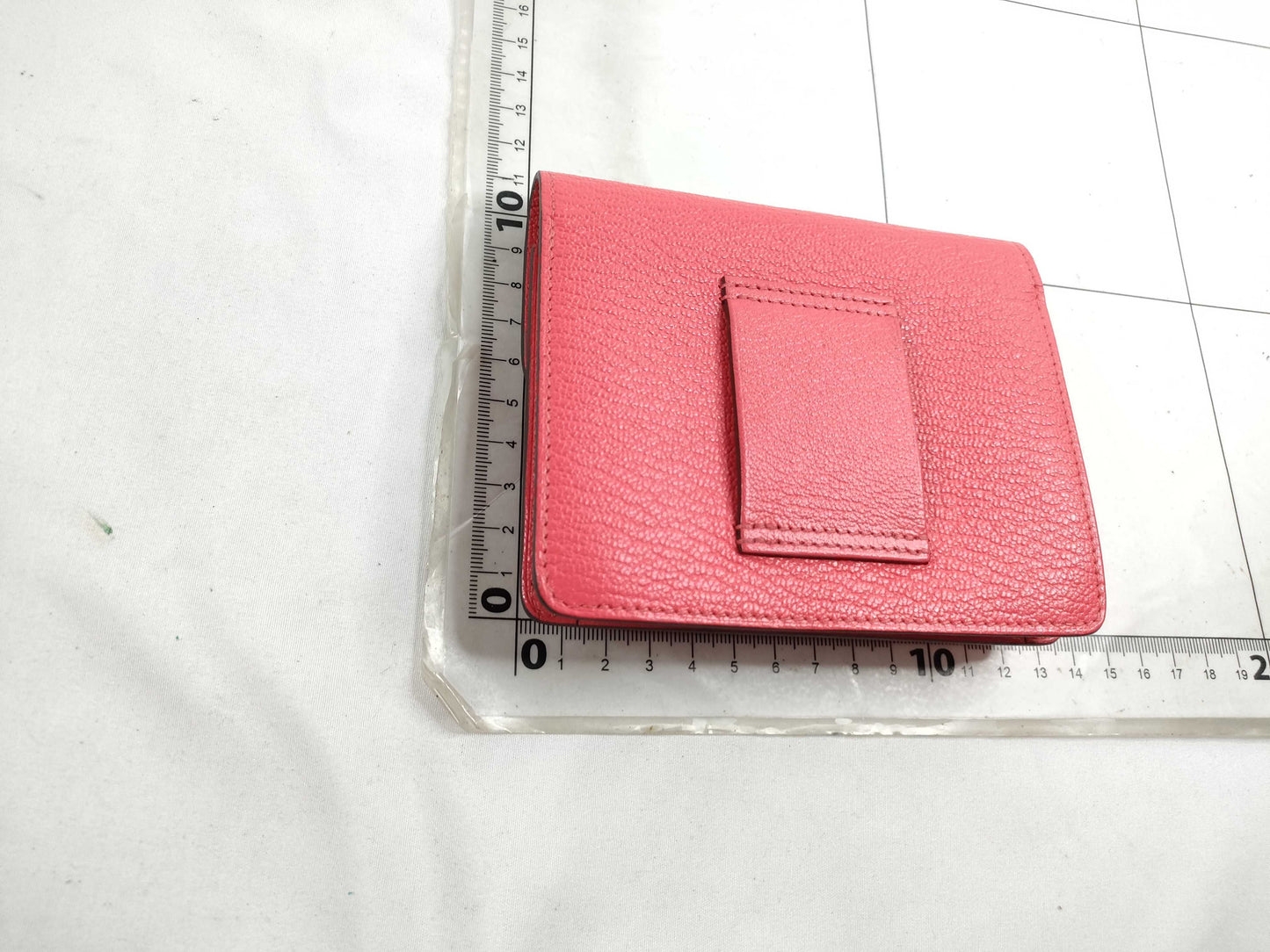 HERMES Lauris Slim Wallet in Orange Pink Goatskin with Silver Hardware and U Stamp
