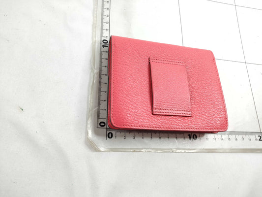 HERMES Lauris Slim Wallet in Orange Pink Goatskin with Silver Hardware and U Stamp