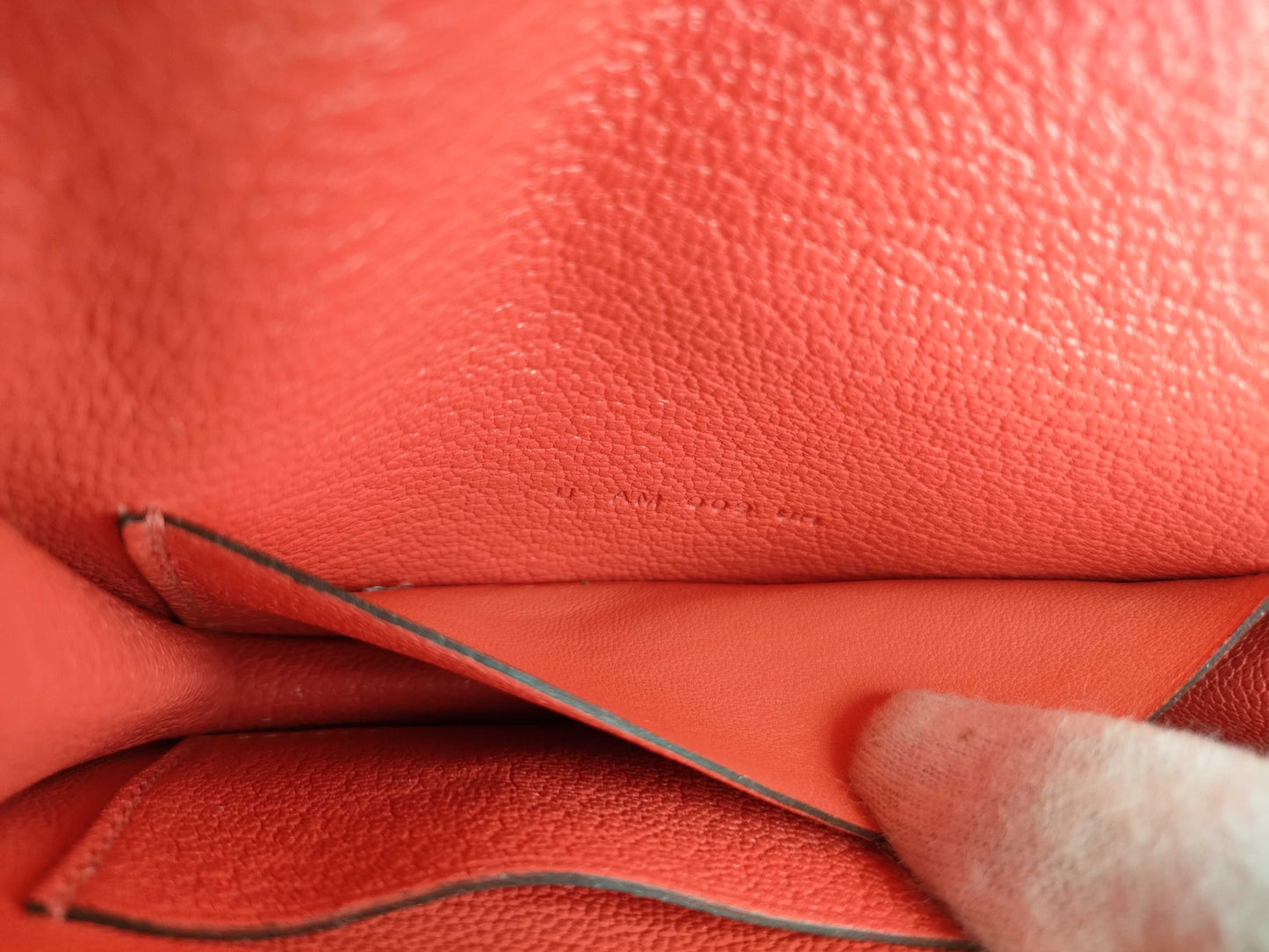 HERMES Lauris Slim Wallet in Orange Pink Goatskin with Silver Hardware and U Stamp