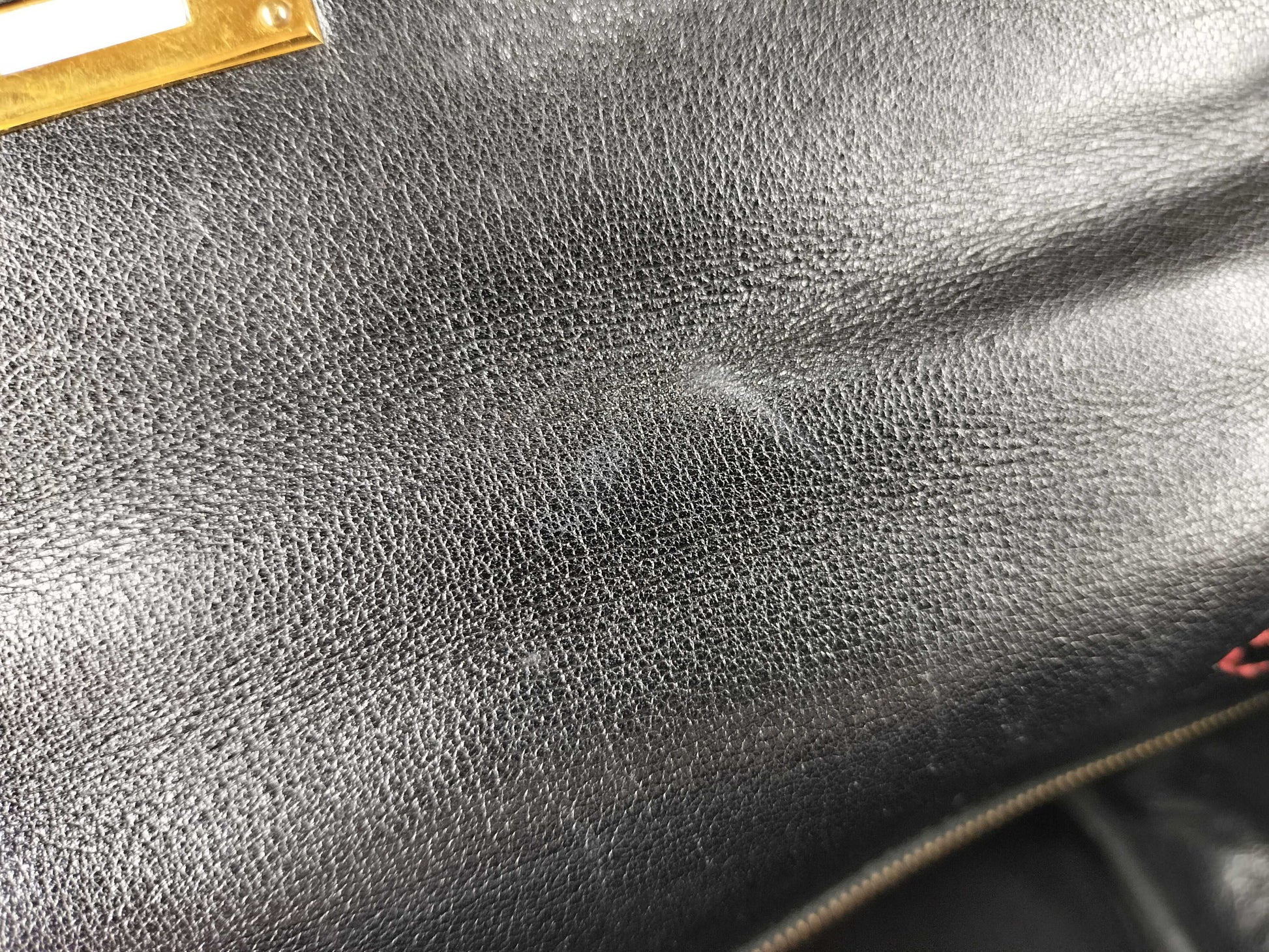 HERMES Kelly 32 Noir Shoulder Bag in Black and Red Calfskin with GP Hardware 
