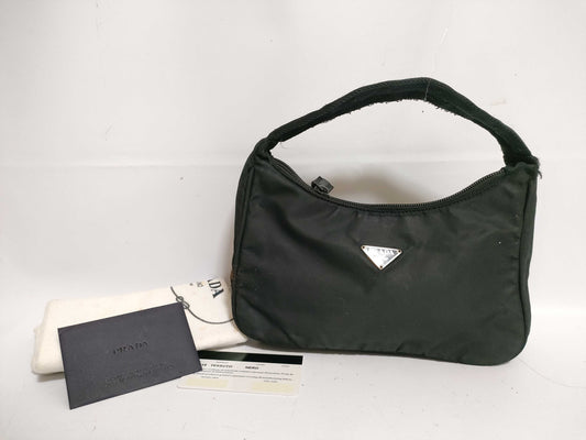 PRADA nylon handbag with triangle plate logo