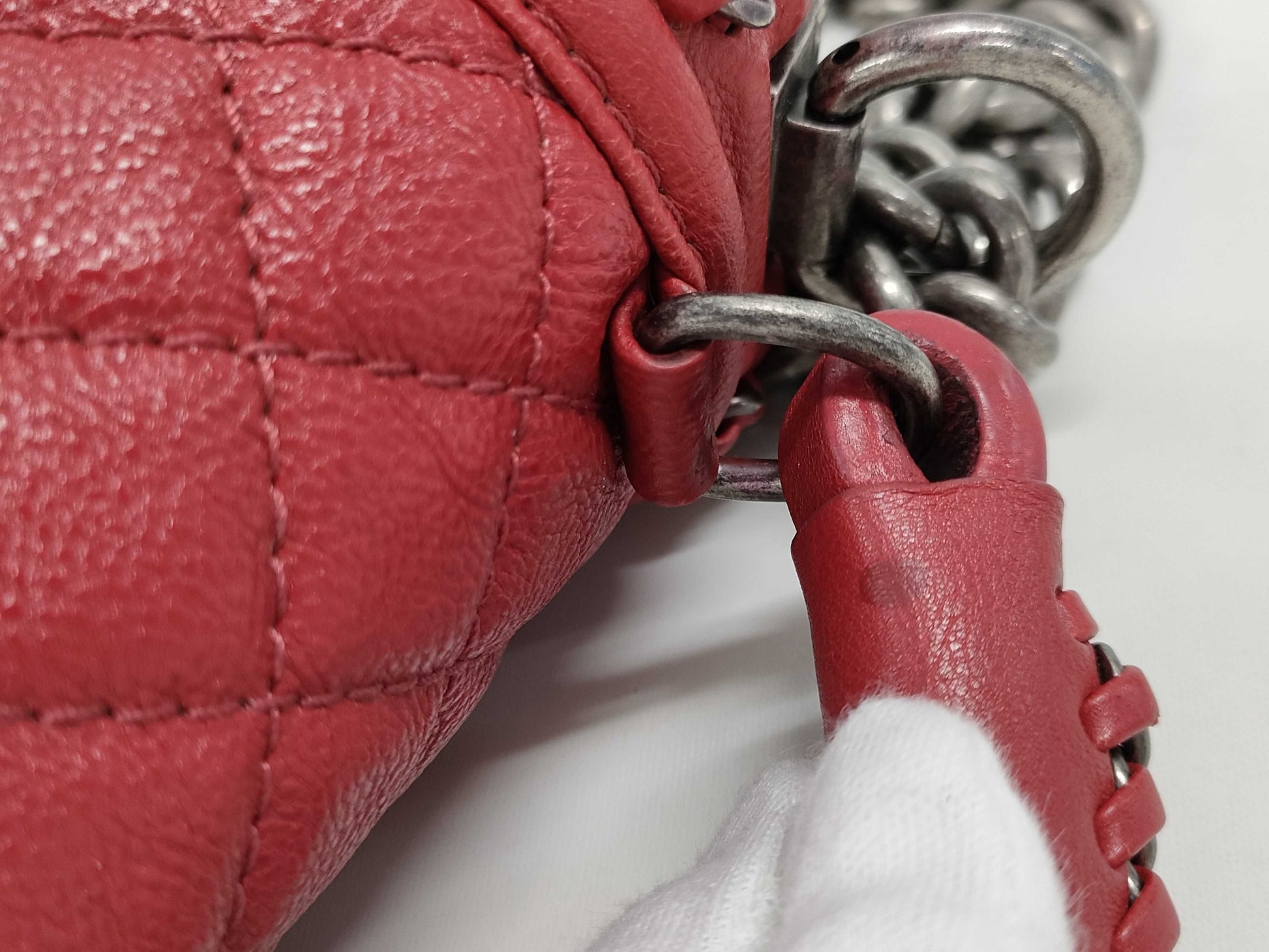 CHANEL Boy Chanel 2-Way Chain Shoulder Bag in Calfskin, Red