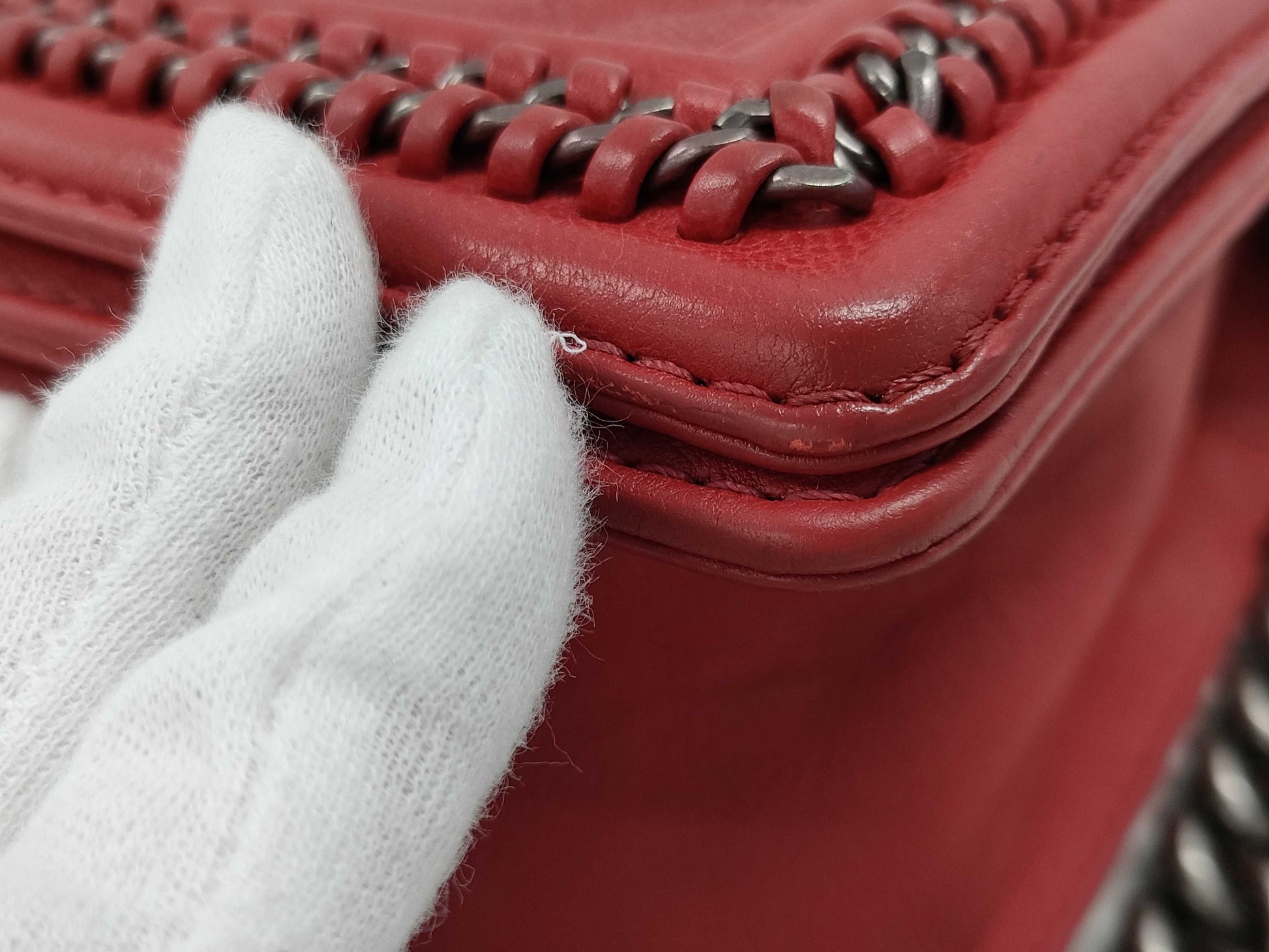 CHANEL Boy Chanel 2-Way Chain Shoulder Bag in Calfskin, Red