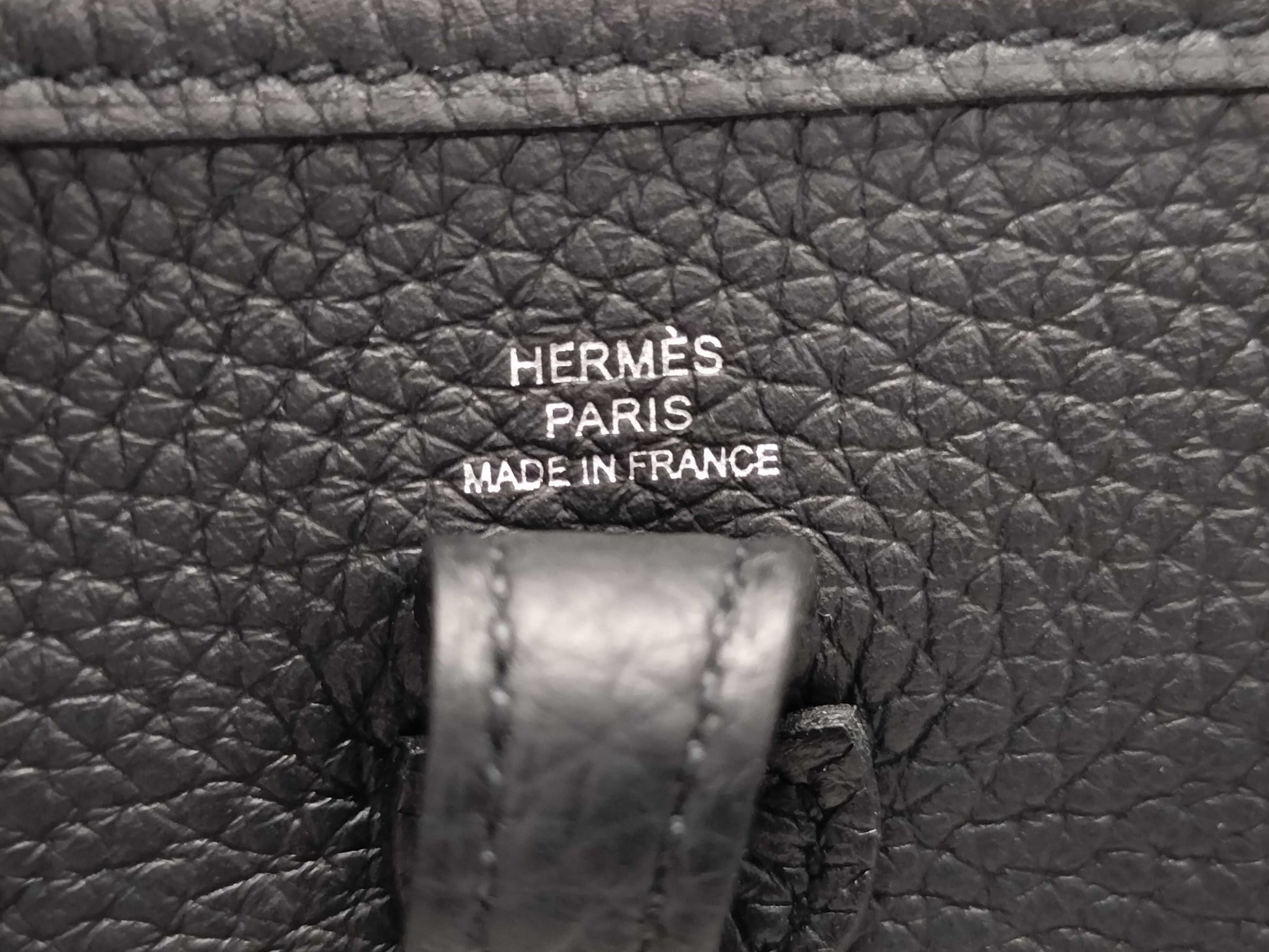 HERMES Evelyn TPM Shoulder Bag, Black, Silver Hardware, Taurillon Clemence Leather, K Stamp, Instructions, Receipt