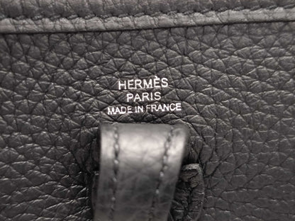 HERMES Evelyn TPM Shoulder Bag, Black, Silver Hardware, Taurillon Clemence Leather, K Stamp, Instructions, Receipt