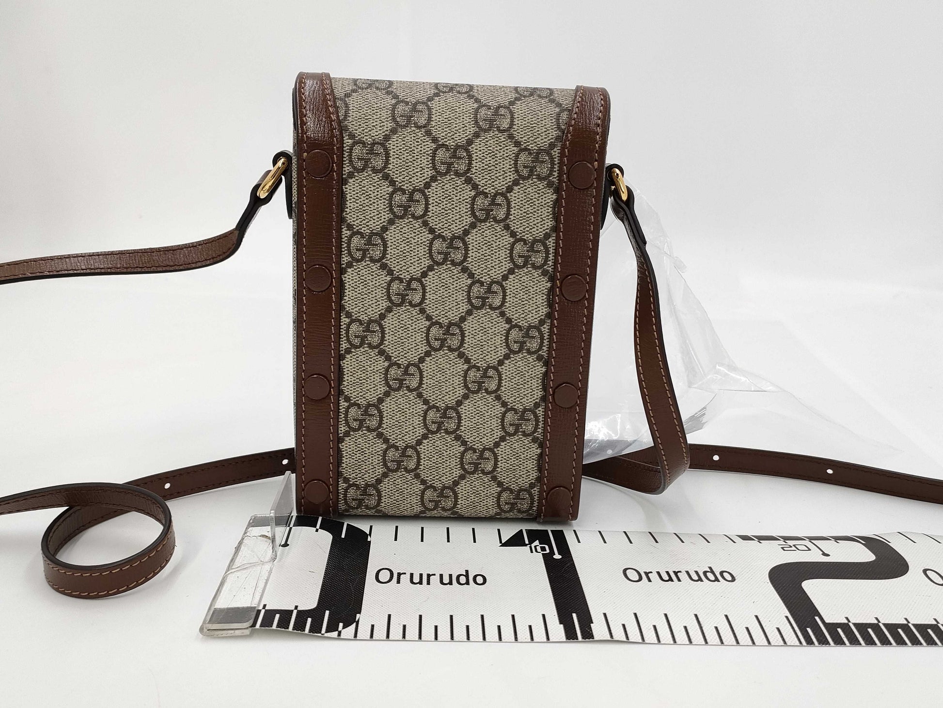 GUCCI GG Supreme Horsebit Shoulder Bag, Brown, 625615